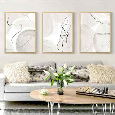 Neutrale Wandbilder Deko Drucke Abstrakt Beige Minimalistisch Poster Line Art