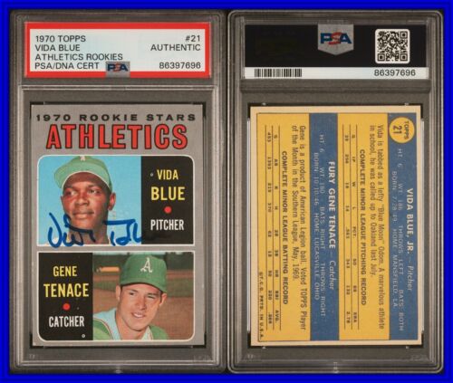 PSA DNA 1970 Topps #21 Vida Blue RC Oakland Athletics Autographed Signed POP25