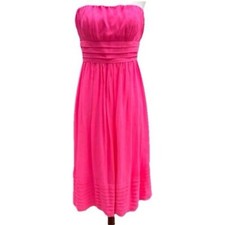 J.Crew Women's Juliet 100% Silk Strapless Chiffon Knee Length Dress Pink Size 2