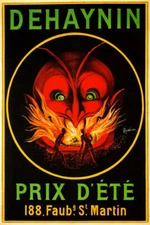DEHAYNIN PRIX D'ETE  RED DEVIL FACE BURNING FIRE CAPPIELLO VINTAGE POSTER REPRO