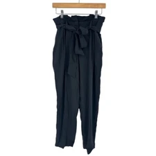 Boden Paper Bag Waist Pants Melina High Rise Tie Front Casual Black Size 4