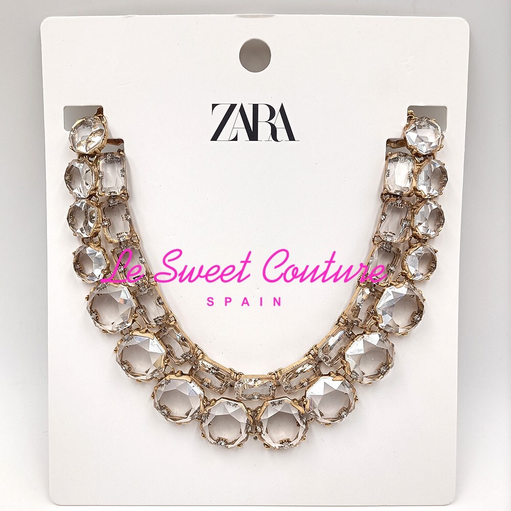 COLLAR DE RESINA TRANSPARENTE MUJER ZARA NUEVO CON ETIQUETAS SS23 DORADO 1856/081