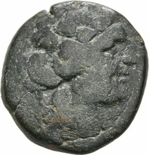 Scarce Ancient Greece  187-131 BC MACEDON THESSALONICA DIONYSOS GOAT AE #3