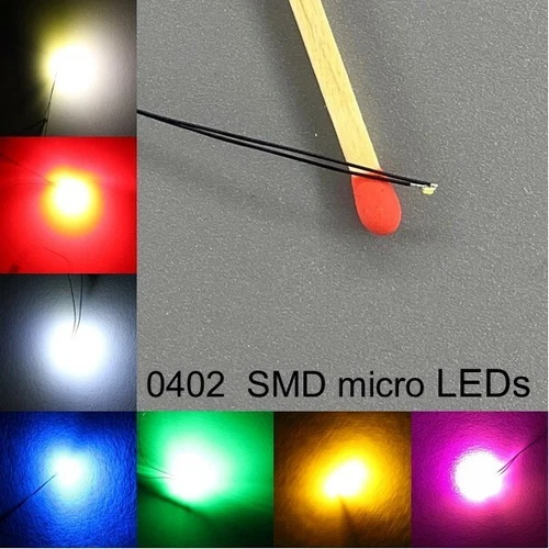 verkabelt 0402 micro SMD LEDs alle Farben Microlitze mini LED 0,5mm