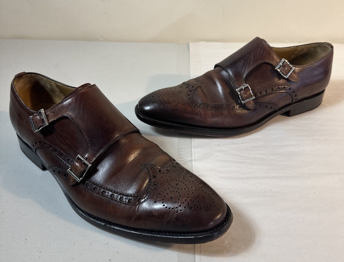 Magnanni Dress Shoes Mens Size 10 Brown Double Monk Strap 