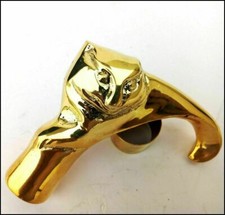 Brass Designer Antique Style Cane Walking Stick Vintage Cat head handle Item