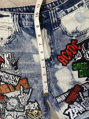 Patch Shorts Youth Sz 14 Y2k Punk, AC/DC, Metálica, Slayer, Guns & Roses - Picture 11 of 12