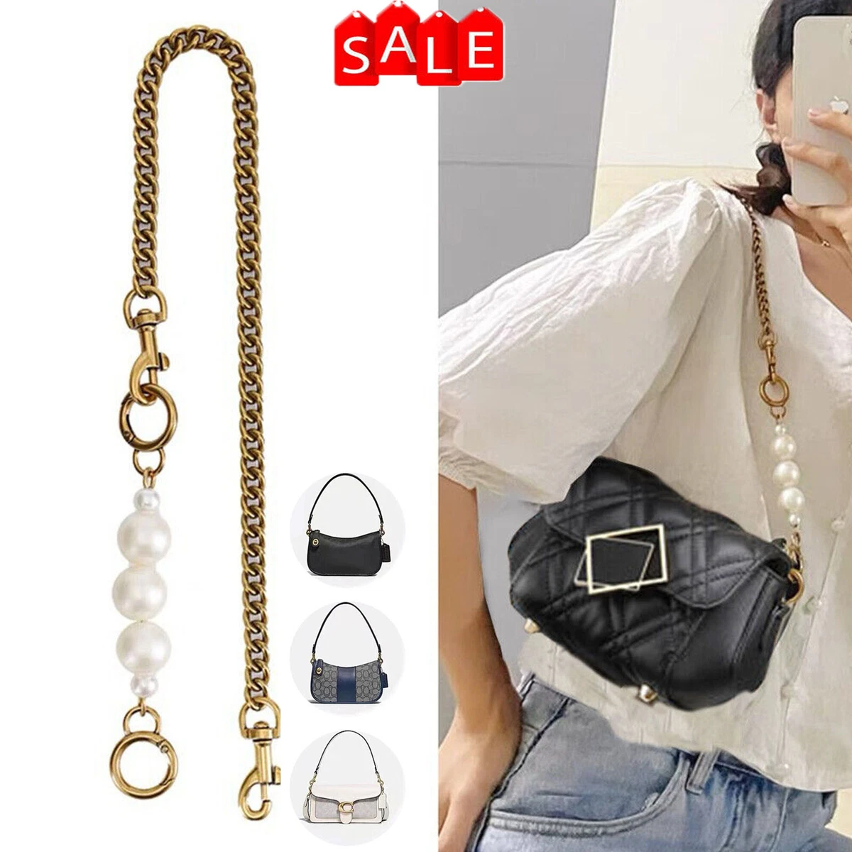 Length Artificial Pearl Chain Strap Extender For Purse Cross-body Shoulder  Bag Handbag Purses Bag Strap Bag Accessories - Temu