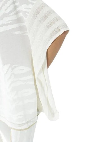 Elisa Cavaletti White knitted Asymmetrical t-shirt top with print size XXL BNWT - Picture 3 of 8