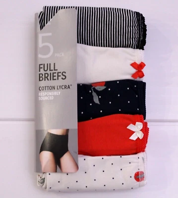 Ex M & S Ladies 5 Pack Cotton Lycra Full Briefs Knickers Underwear Size 10 to 24 - Image 1 of 4