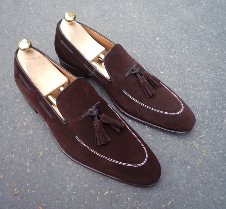 Hand Stitched Mens Latest Contrast Stitching Thread with Tassels Suede Shoes Hand Stitched Mens Latest Contrast Stitching Thread with Tassels Suede Shoes