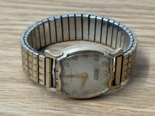 For Parts Repair Gruen Precision Men's 10K RGP Deco Wristwatch W/Sec Hand Swiss