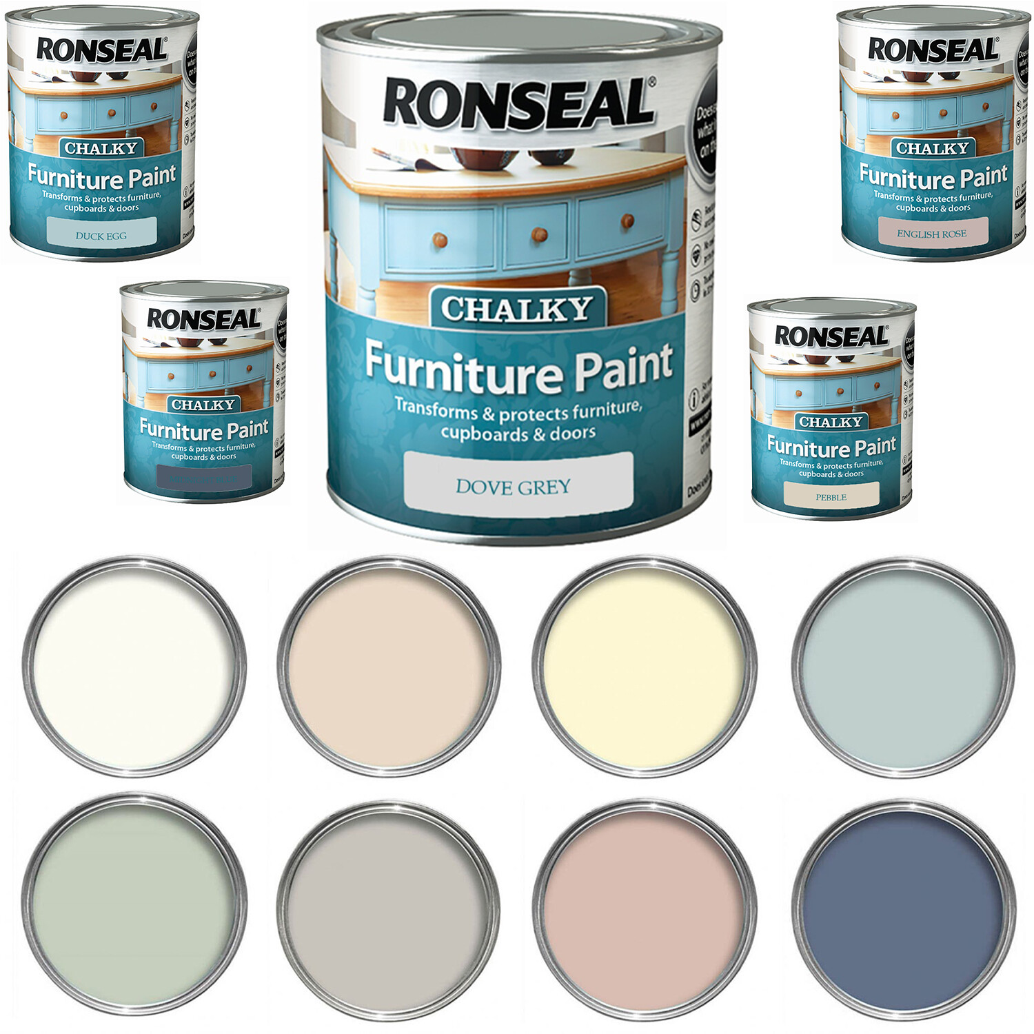 Ronseal Chalky Furniture Paint 750ml Door Cupboard Chalky Flat Matt