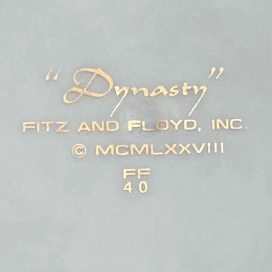 Juego de 8 platos de cena de oro blanco de la dinastía FITZ & FLOYD de colección poco común descontinuado Foto 4 de 4