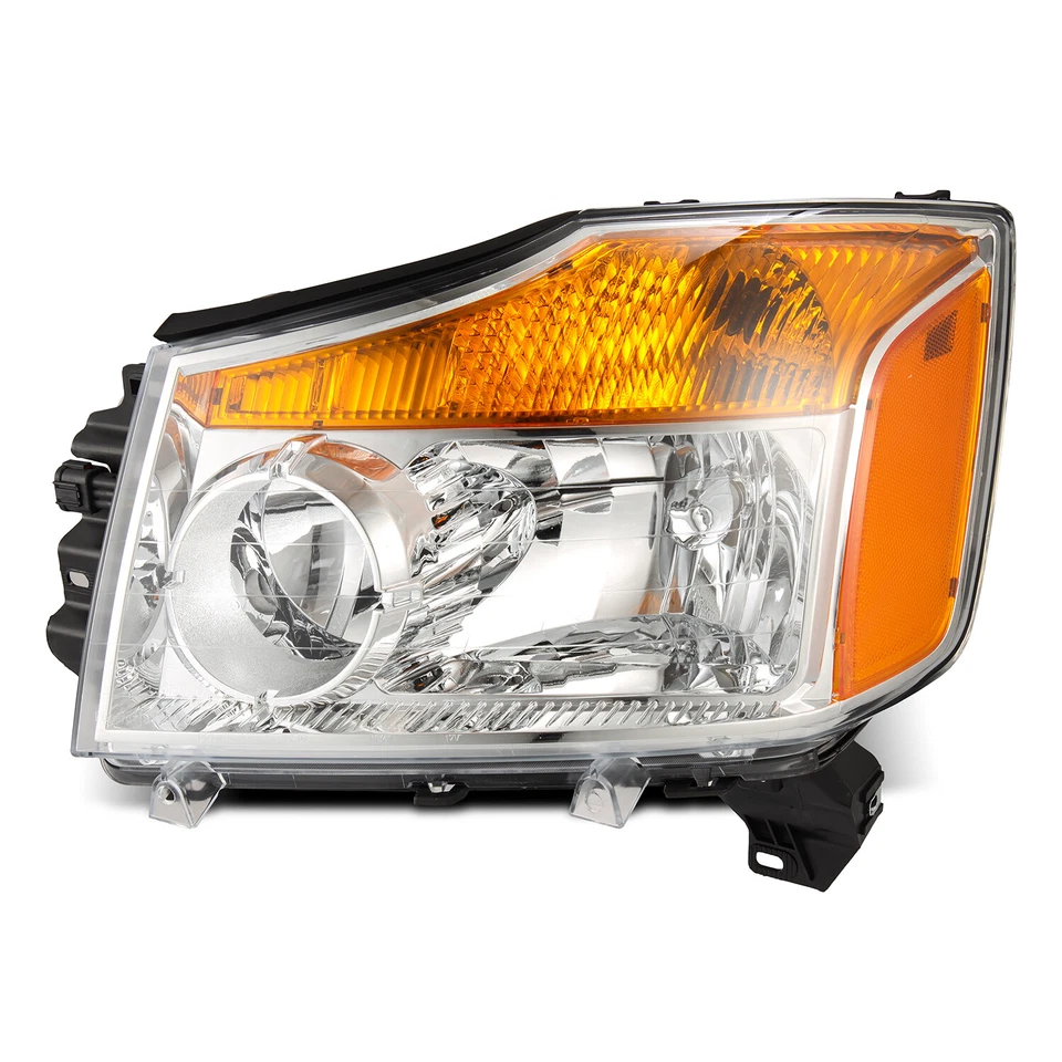Par de montaje de faros de cristal cromado para Nissan Titan 2004-2012 Foto 2 de 4