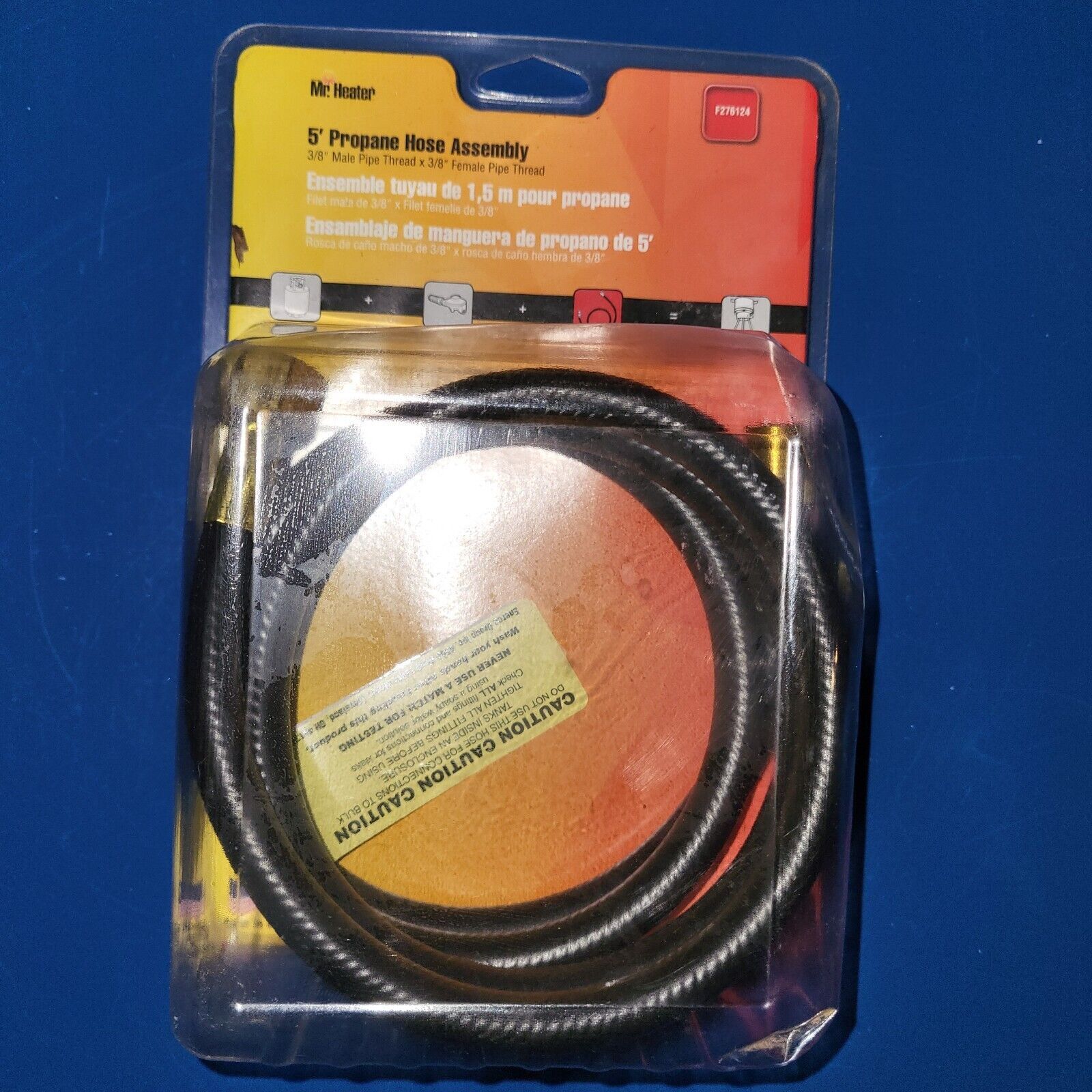 F276124 Five (5) Foot Propane Hose Assembly 3/8" Thread Low 