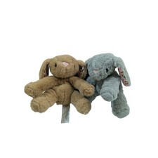 Animal Adventure Bunny Plush Set Tan Grey Floral Ears Stuffed Animal 8 Inch