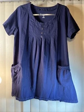 Be Stage Women’s Short Sleeve Solid Black Babydoll Blouse Size 1x Flowy