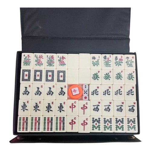 MAH JONG Game 150 Tiles Boardgame Chinese Black Carry Case Jackpot Four Winds - Picture 5 of 7