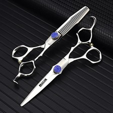 Barber Scissors 6" Set Stainless Steel Cutting Thinning Shears for Shop