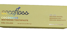 COCOFLOSS Cocoshine Whitening Toothpaste Piña Colada 3.4 oz. Fluoride Free New