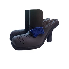 Burberry Poison Purple Rubber Highland Mules Size 38 US 7.5 Chunky Heel NIB $950