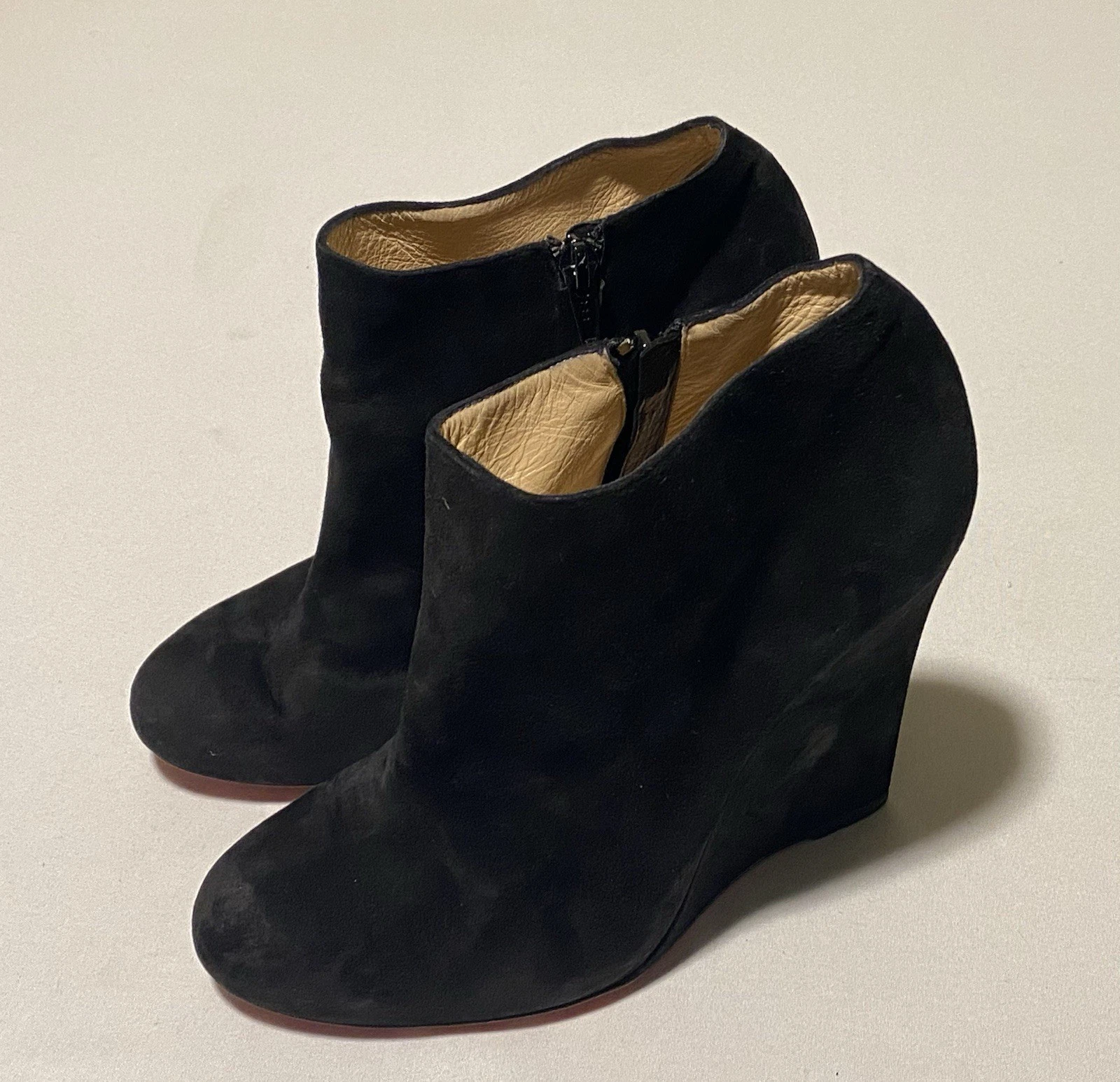 Christian Louboutin — Christian Louboutin Belle Zeppa Suede Wedge Heel Women Bootie Size EU40.5/US10.5