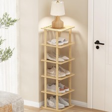 SHIISEWE Bamboo Shoe Rack - Vertical Shoe Rack for Small Spaces, Skinny Shoe ...
