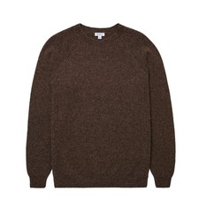 Sunspel Brushed Shetland Crew Neck Bark