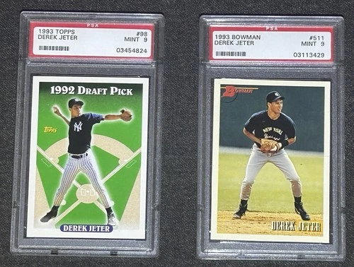 1993 Topps #98 + 1993 Bowman #511 Derek Jeter Rookie Cards - PSA Mint 9 - HOF