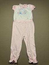 Vintage 1990  s Carters Girls Pink 2 Piece Snap Together Pajamas Kitty Cat Pic 4T