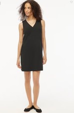 J. Crew Factory Petite Sleeveless V-neck Shift Dress Black Women's Size 12P NWT!