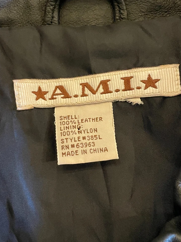 AMI Women’s Black 100% Leather  Full Zip Pockets Vest Jacket Western - XL - Image 3 of 4