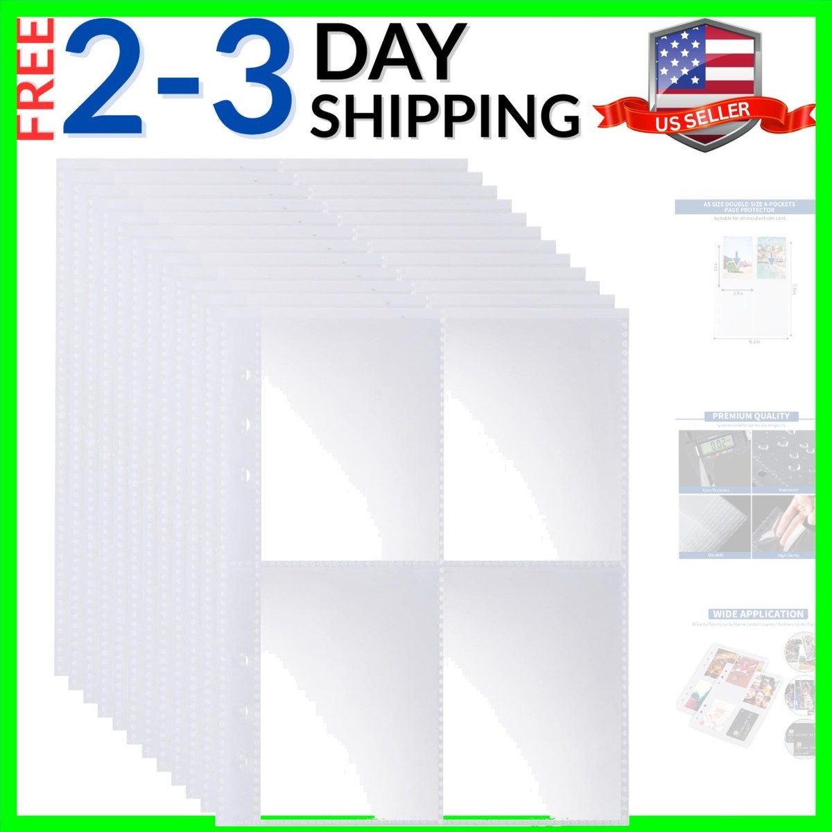 320 Pockets 6 Ring A5 Binder Inserts, 4 Pocket Card Binder Sleeves, 2.5x3.5  ... | eBay