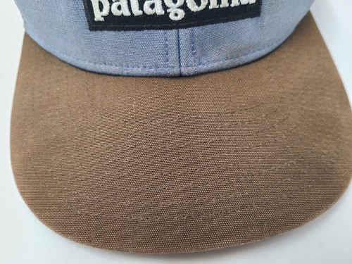 Youth Patagonia P-6 Logo Distressed Mesh Trucker Snapback Hat Cap Boy Blue Brown - Picture 3 of 18