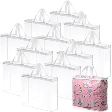 12 Pcs Clear Storage Bags with Zipper 18 15 5 Sweater Bags Bulk Handle White
