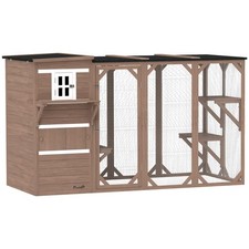 Catio Outdoor Cat Enclosure, Large Cat House for 3 Kitties, Brown