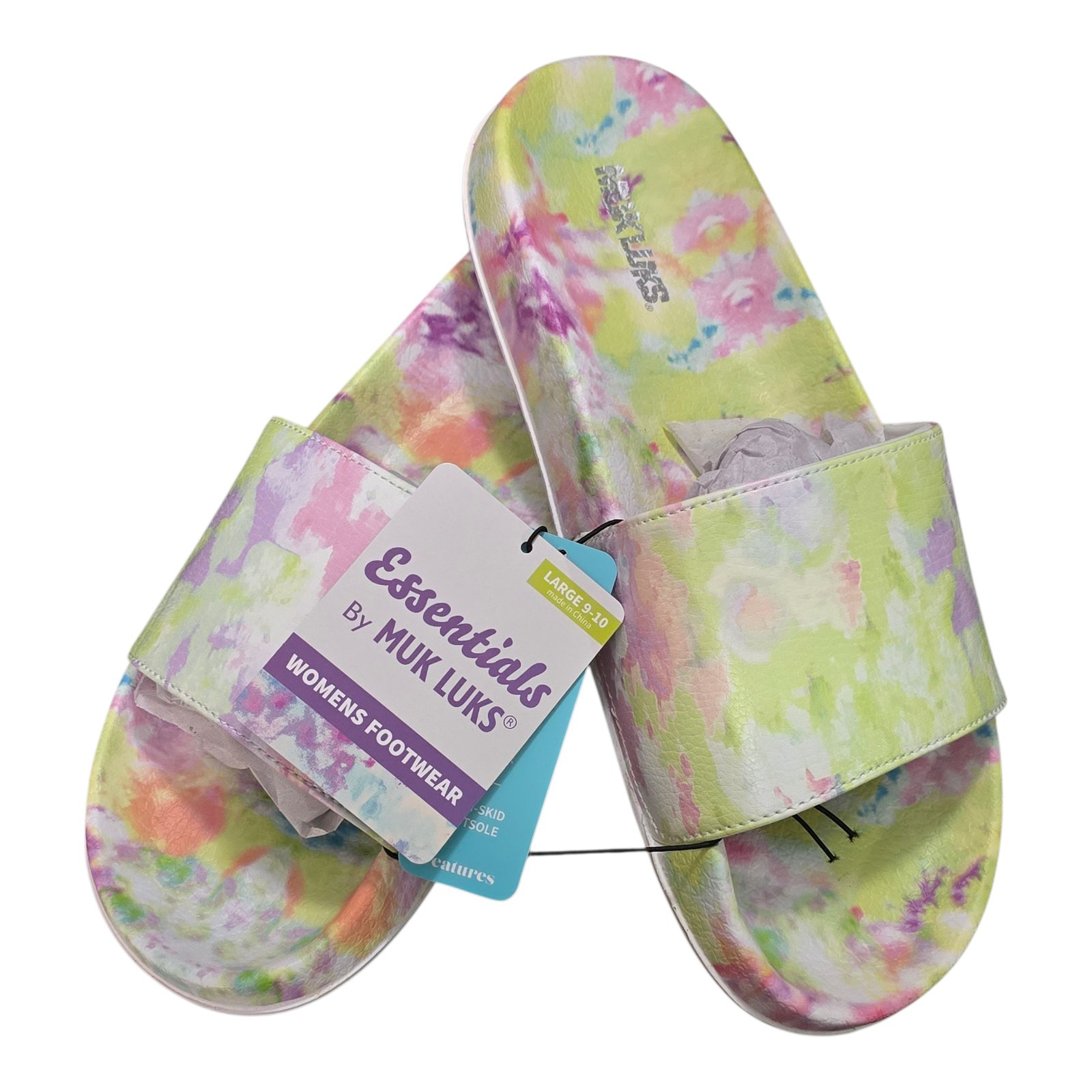 Womens Muk Luk Essentials Slides Cotton Candy Tie Dye  Beach Trip
