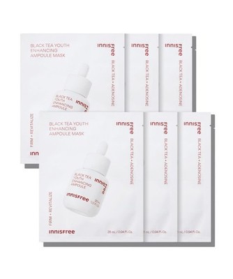 innisfree Black Tea Youth Enhancement Ampoule Mask 6 Sheets Korean Facial Mask