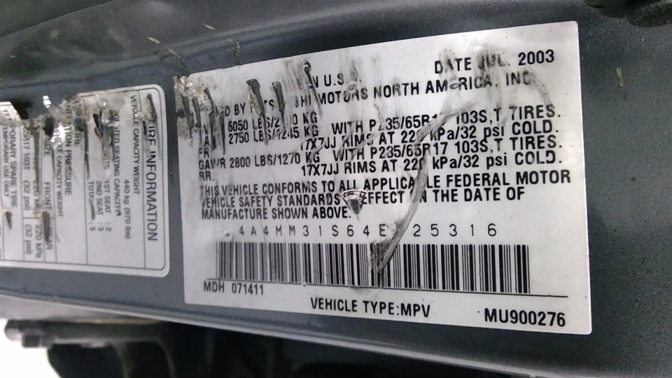 Used Front Right Exterior Door Handle fits: 2004 Mitsubishi Endeavor assembly do Foto 4 de 4