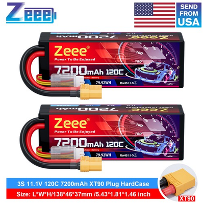#ad 2x Zeee 3S LiPo Battery 7200mAh 11.1V 120C XT90 for 1 8 1 10 RC Car Truck Buggy $66.77
