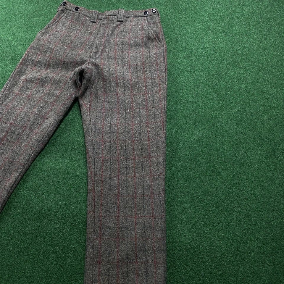 复古重型羊毛裤子男式 32 码灰色 80S 格子伐木器适合 32x30 美国制造 — 第 2/4 张图片
