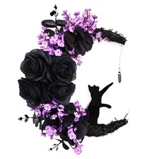 Mond-Wanddeko mit Katze Witchy Wandschmuck Einfach Aufzuh&auml;ngen f&uuml;r Halloween