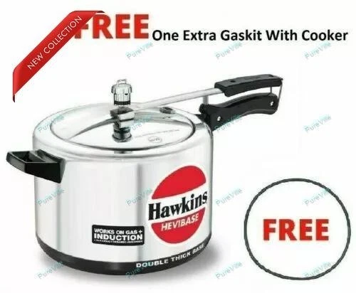 Hawkins Hevibase Pressure Cooker Induction Silver 8 Litres With One Extra Gasket