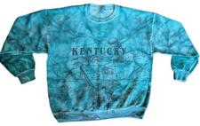 Vrg 90s Kentucky Map AOP All Over Print Acid Wash Crew Sweatshirt XL USA Made