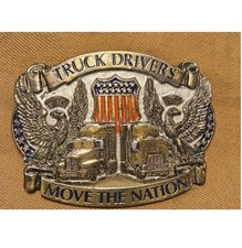 Vintage Truck Drivers Move the Nation 1987 Pewter Belt Buckle Made in USA