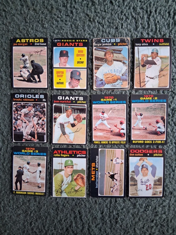 Lote de conjunto casi completo de béisbol Topps 1971 (460/752) con estrellas, RC, números altos Foto 4 de 4
