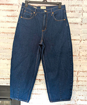 Universal Thread Women's High Rise Barrel Jeans Dark Wash Blue Denim Size 12