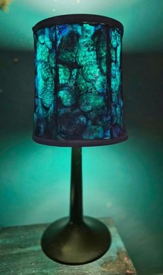 Vintage Lamp Shade ~ TRANSLUCENT ~ Hand Painted ~ Blue and Purple ~ Upcycled ~ 