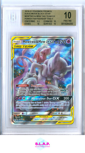 MEWTWO & MEW GX POKEMON SM191 2019 SM BLACK STAR PRM FULL ART EN BGS 10